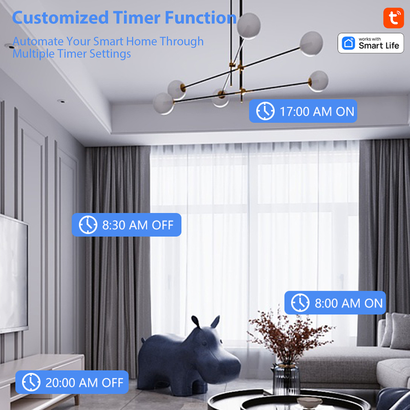 4 Pack Smart Socket 2.4GHz WiFi Only TY APP Remote Control Smart Sharing 16A view 7