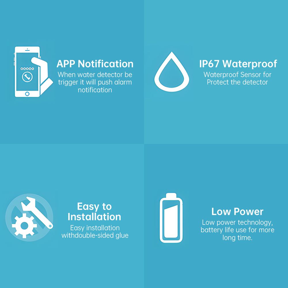 1 Pack WiFi Water Leak Detector APP Control 85DB Water Sensor Alarm IP67 view 5