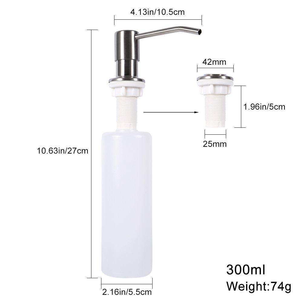 300ml Kitchen Bathroom Faucet Sink Liquid Soap Lotion Dispenser Pump Storage view 11