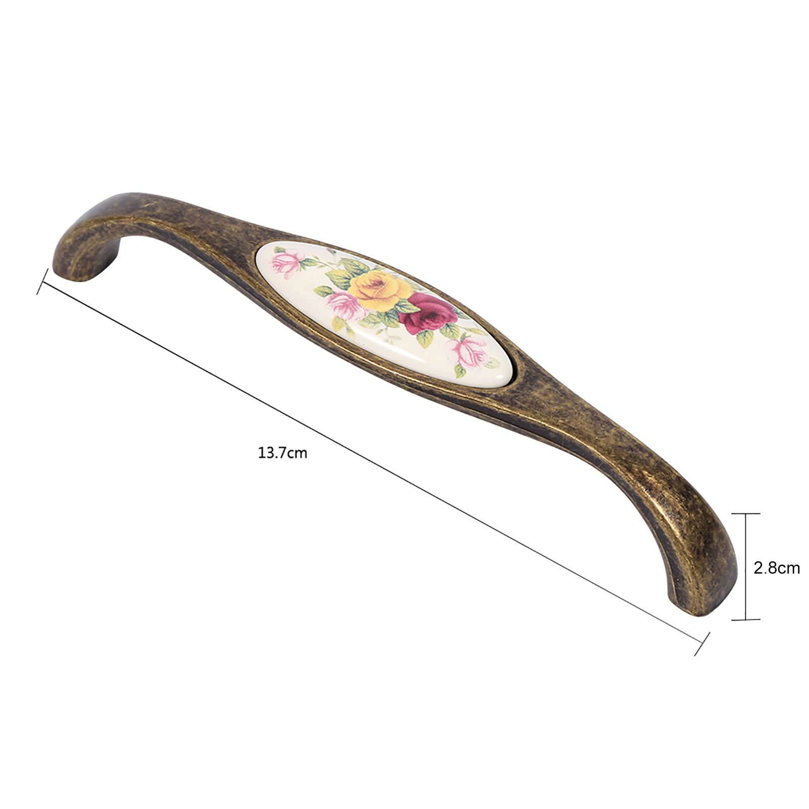 Rural Flower Ceramic Bronze DIY Door Handles Cabinet Cupboard Wardrobe Knobs view 4