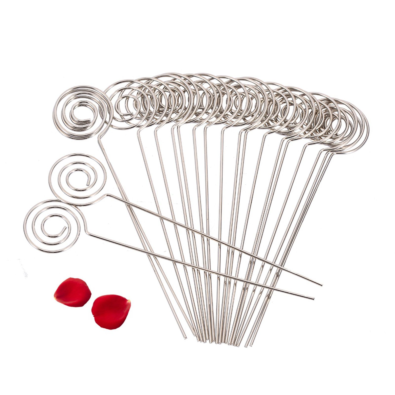 50 x Silver Round Wires Photo Card Picture Memo Paper Note Display Clip view 2
