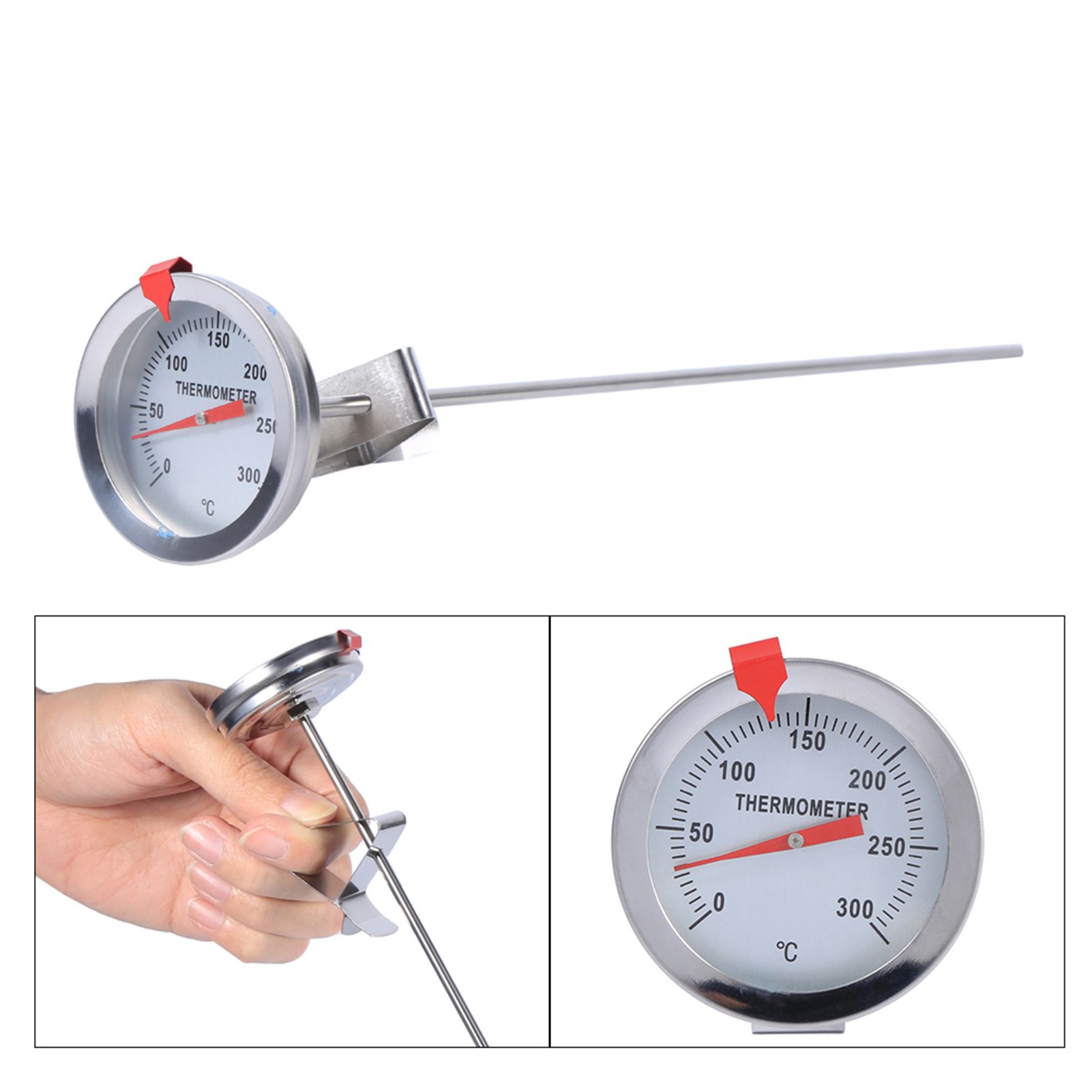 12" Long Stainless Steel Cooking Probe Thermometer with Clip for Food Meat view 11