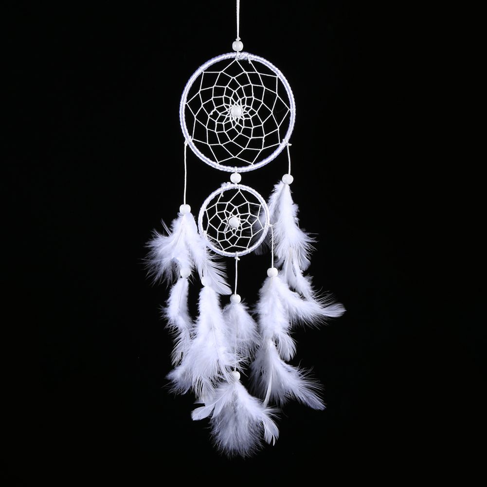 White Dreamcatcher Wind Chimes Indian Style Beads Feather Pendant Home Wall view 2
