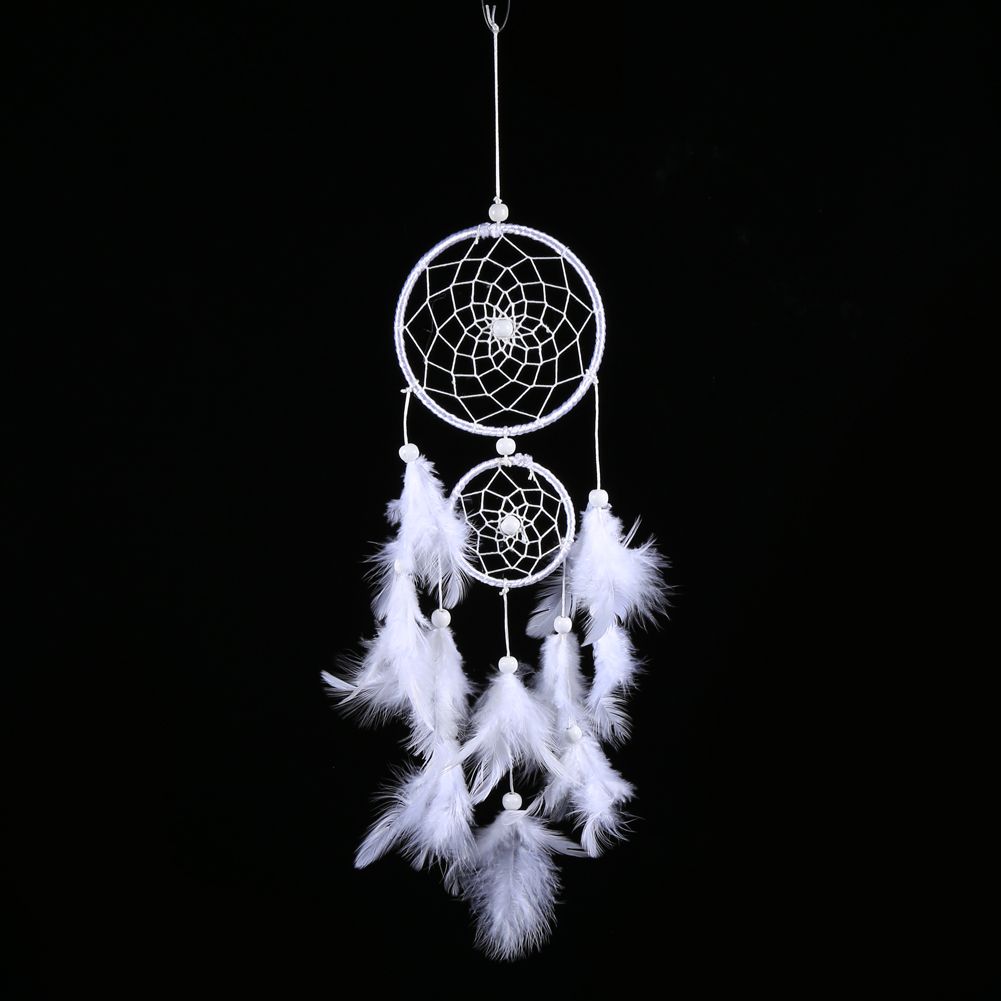 White Dreamcatcher Wind Chimes Indian Style Beads Feather Pendant Home Wall view 3