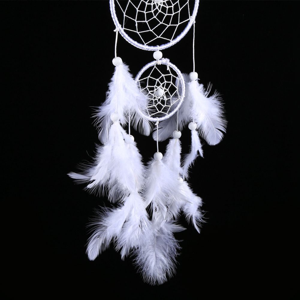White Dreamcatcher Wind Chimes Indian Style Beads Feather Pendant Home Wall view 4