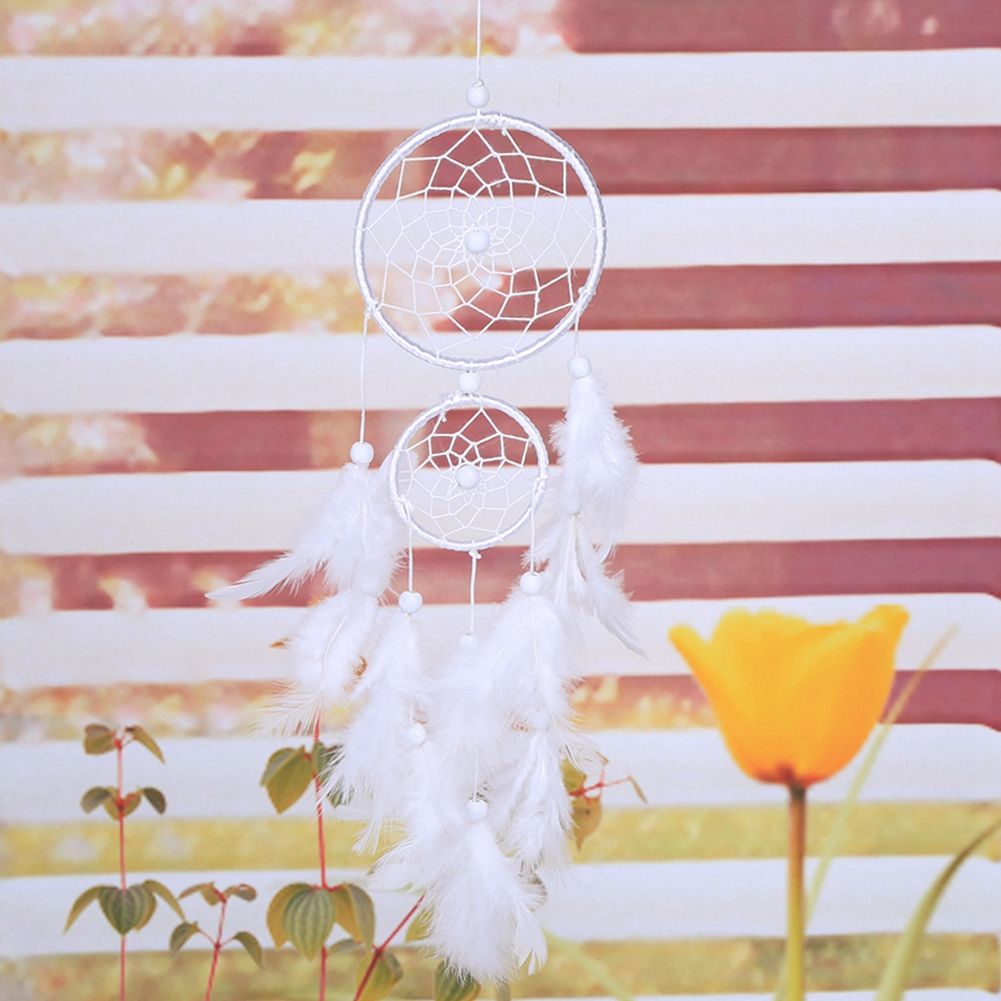 White Dreamcatcher Wind Chimes Indian Style Beads Feather Pendant Home Wall view 5