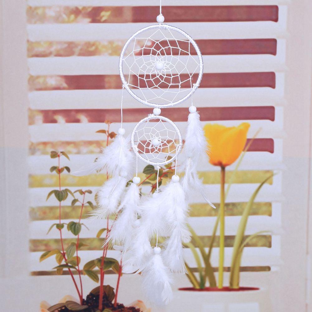 White Dreamcatcher Wind Chimes Indian Style Beads Feather Pendant Home Wall view 6