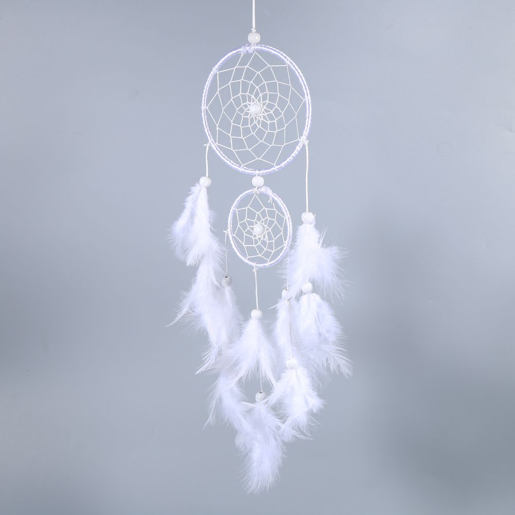 White Dreamcatcher Wind Chimes Indian Style Beads Feather Pendant Home Wall view 7