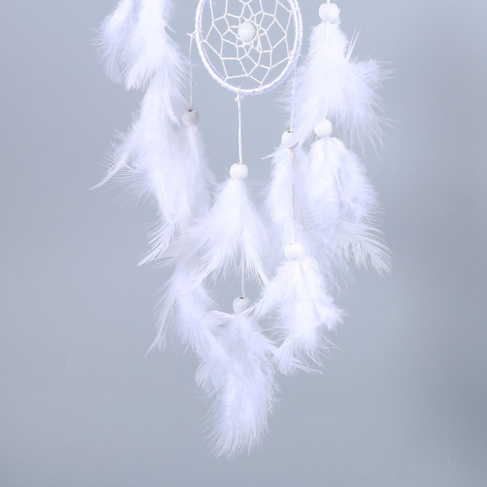 White Dreamcatcher Wind Chimes Indian Style Beads Feather Pendant Home Wall view 8