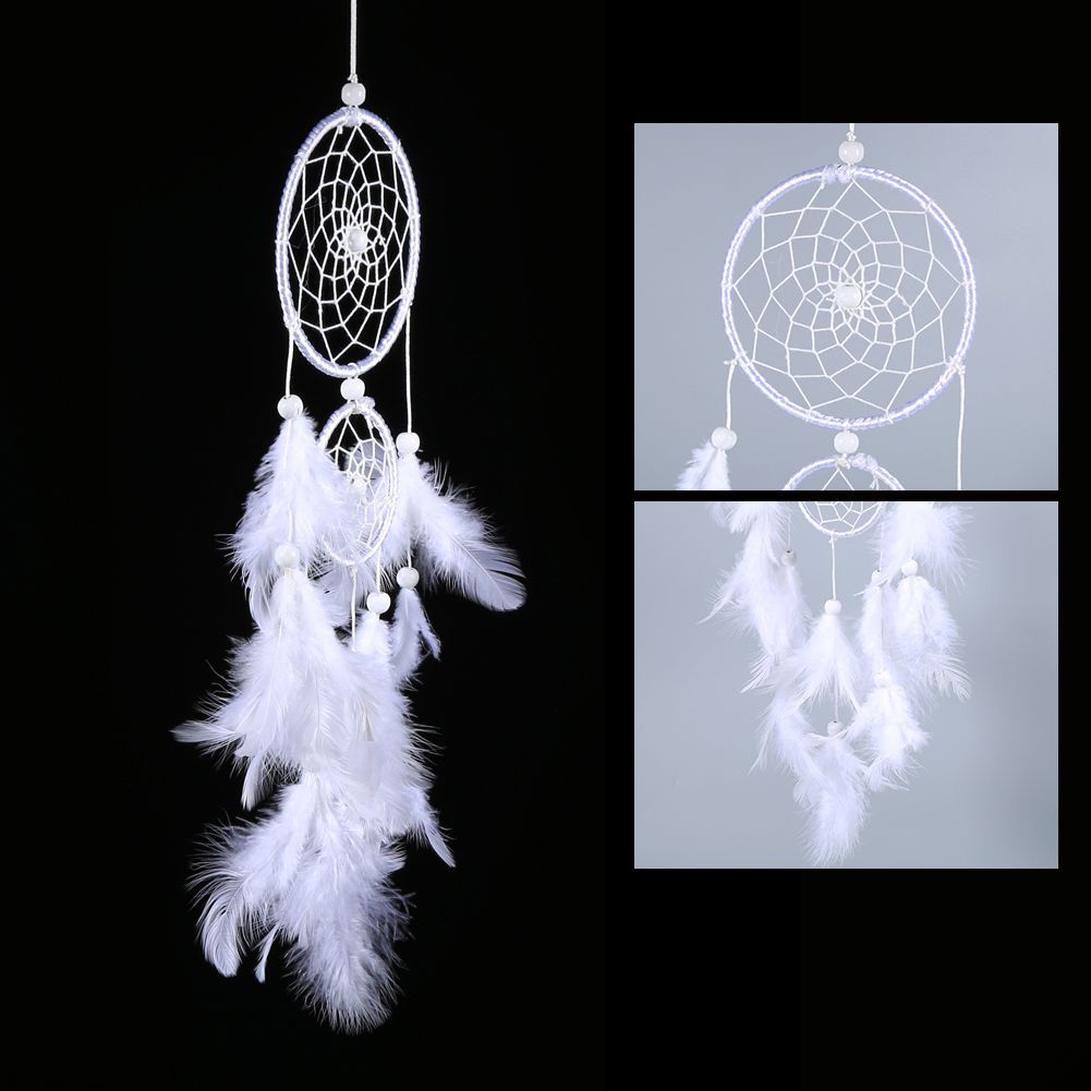 White Dreamcatcher Wind Chimes Indian Style Beads Feather Pendant Home Wall view 11