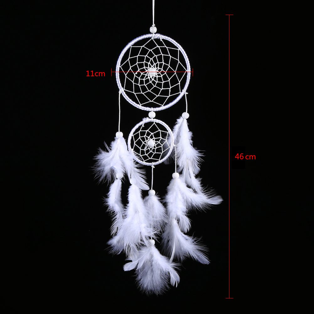 White Dreamcatcher Wind Chimes Indian Style Beads Feather Pendant Home Wall view 12