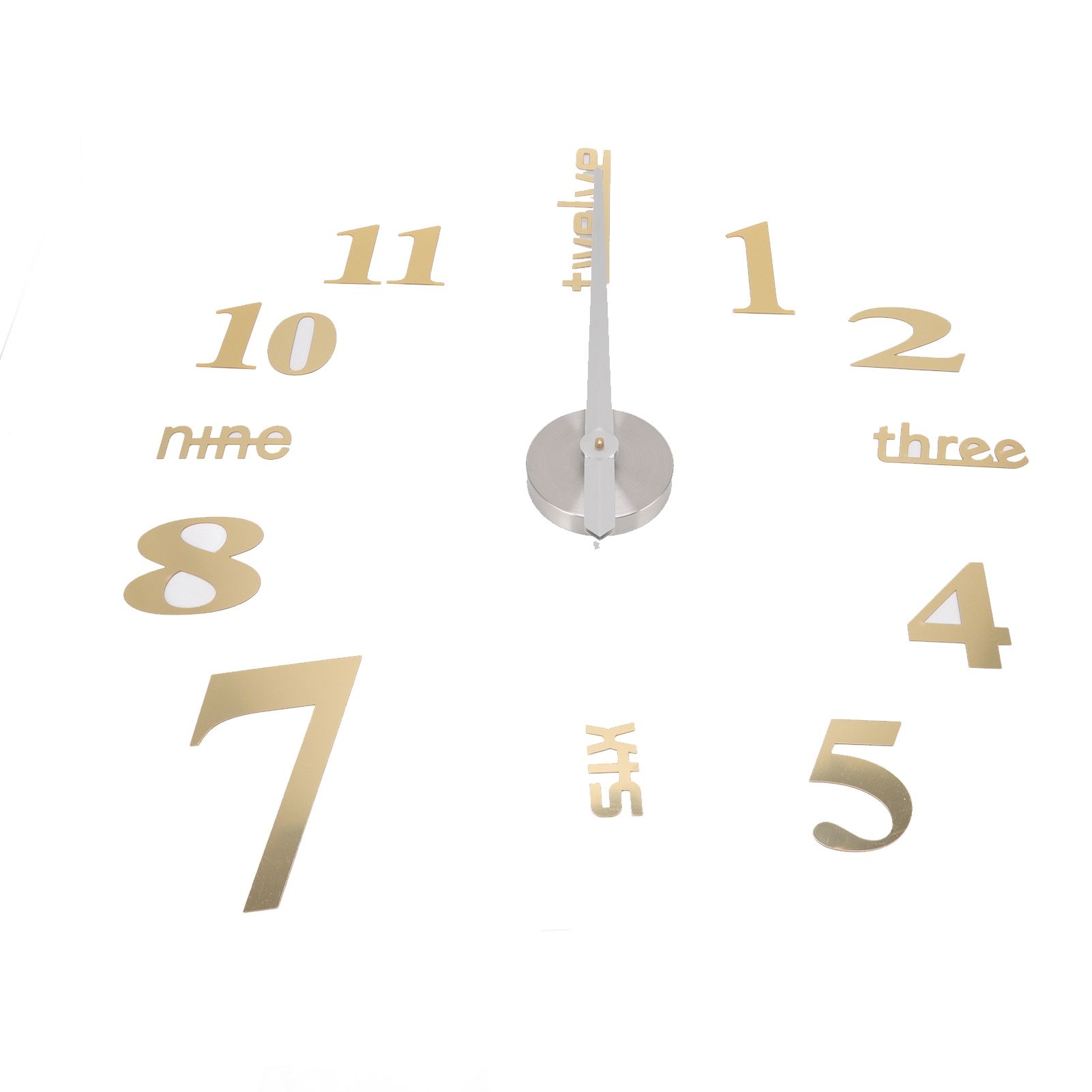 Modern Large 3D Acrylic Mirror Surface Numbers DIY Wall Clock Art Sticker Home view 3