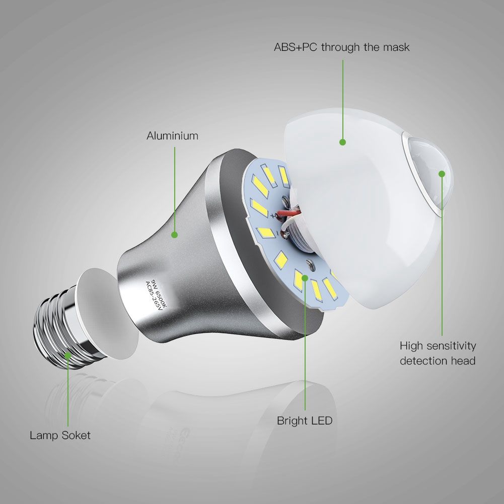 Motion Sensor Light Bulb Haofy 9W E27 Smart PIR LED Bulbs Auto On/Off Security view 5