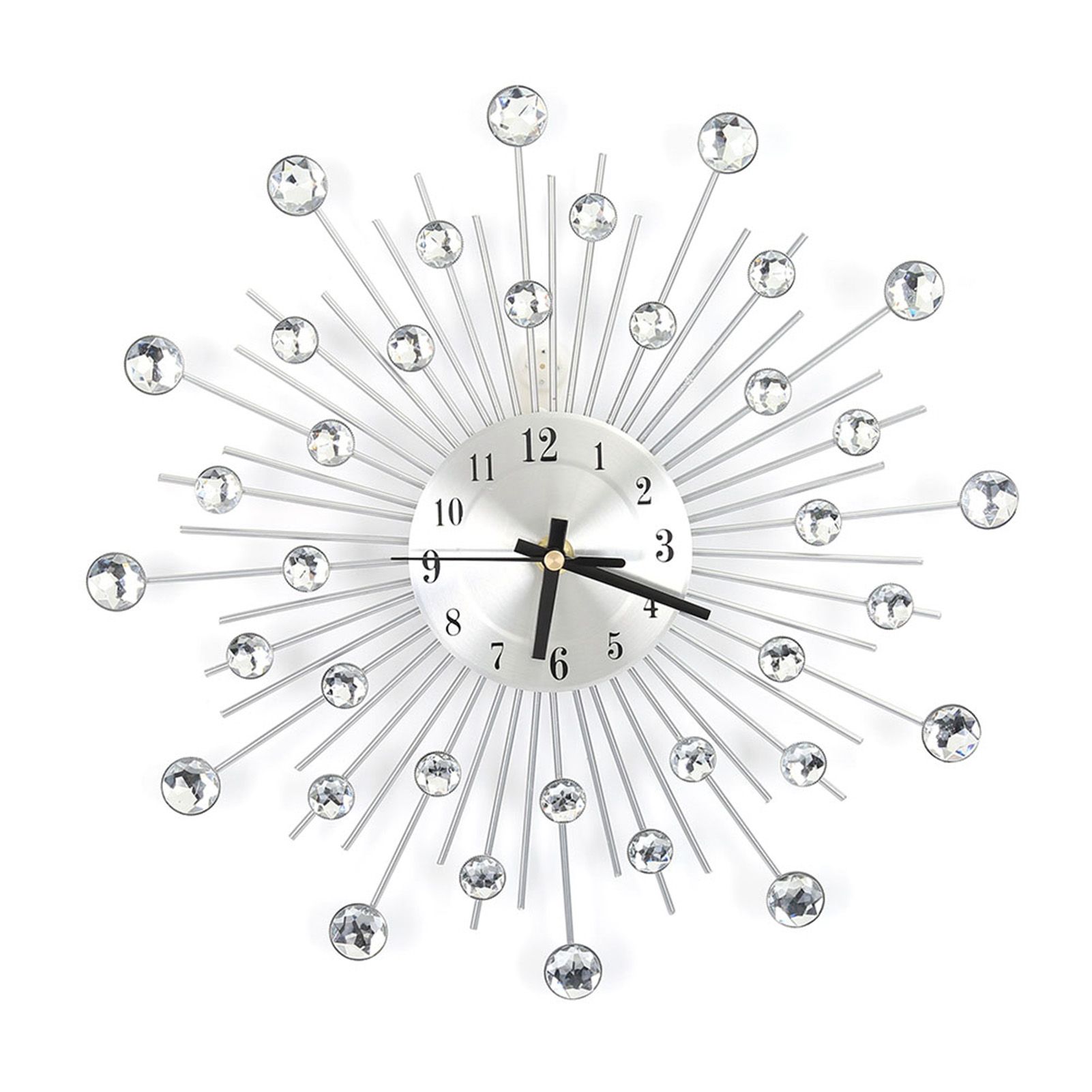 Fashion Luxury Diamond studded Metal Wall Clock Living Room Bedroom Decor view 2