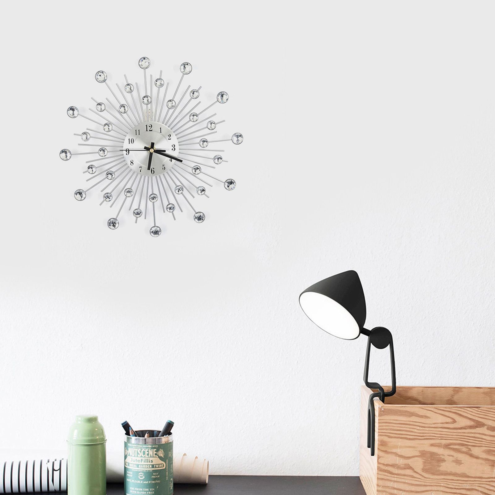 Fashion Luxury Diamond studded Metal Wall Clock Living Room Bedroom Decor view 7