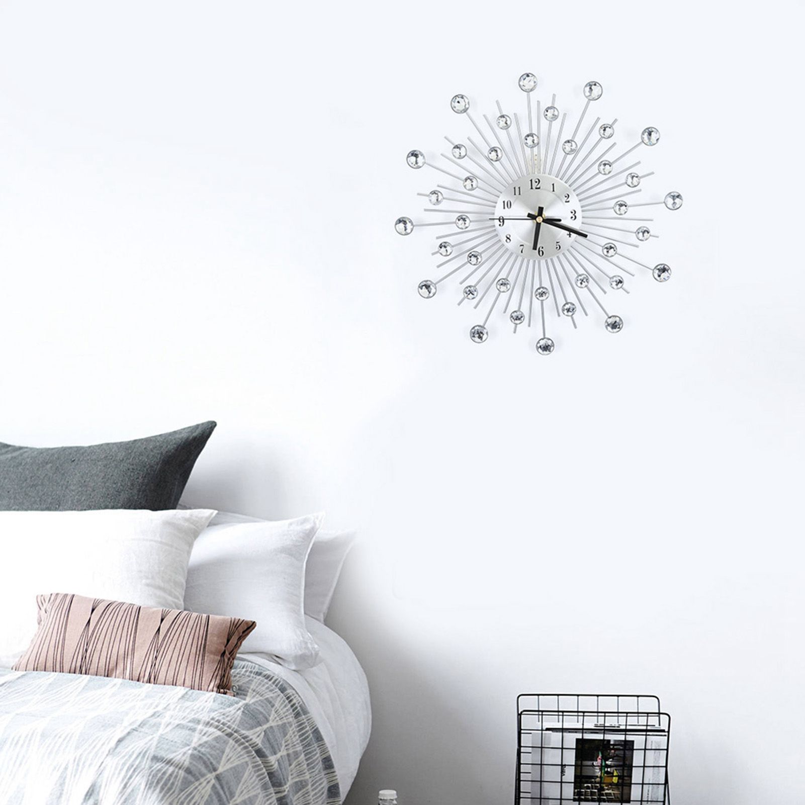 Fashion Luxury Diamond studded Metal Wall Clock Living Room Bedroom Decor view 8
