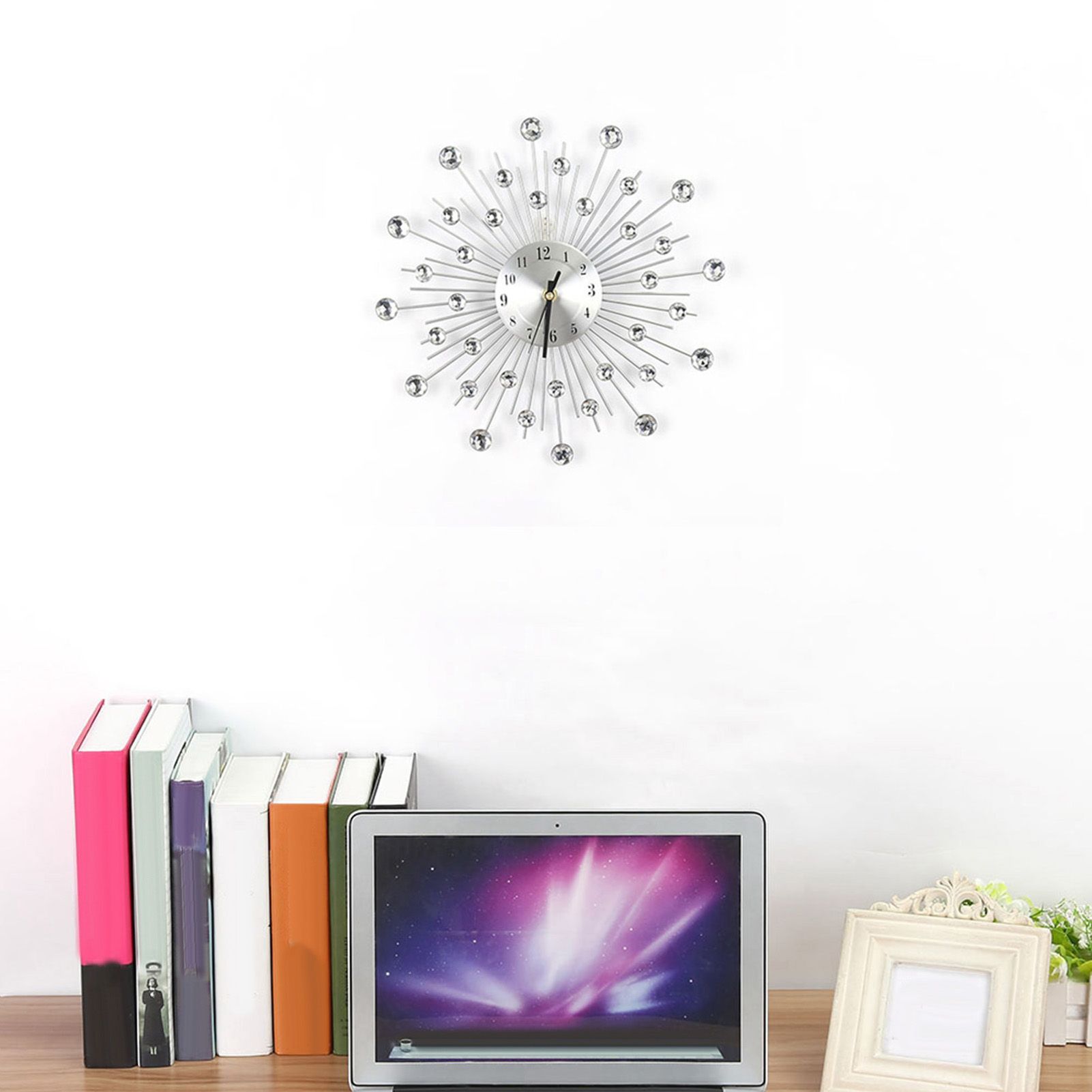 Fashion Luxury Diamond studded Metal Wall Clock Living Room Bedroom Decor view 11