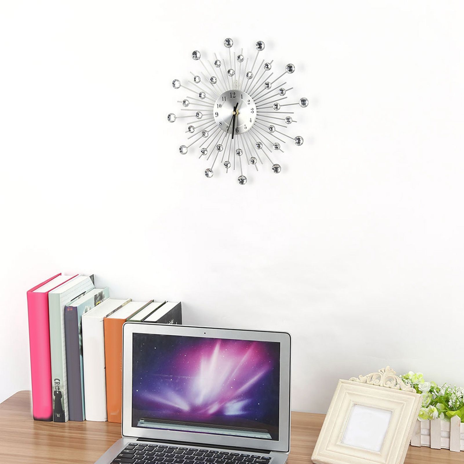 Fashion Luxury Diamond studded Metal Wall Clock Living Room Bedroom Decor view 12