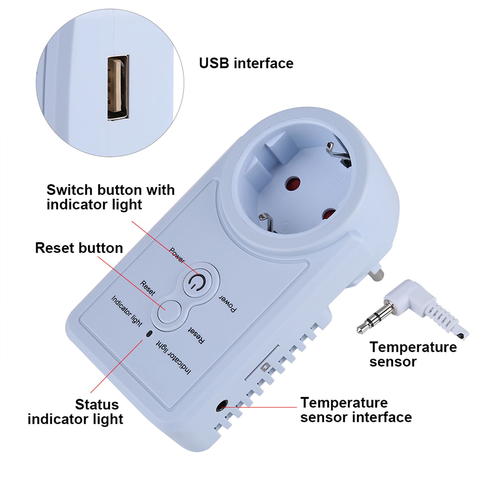 Smart GSM Power Outlet Plug Socket with Temperature Sensor SMS Command view 8