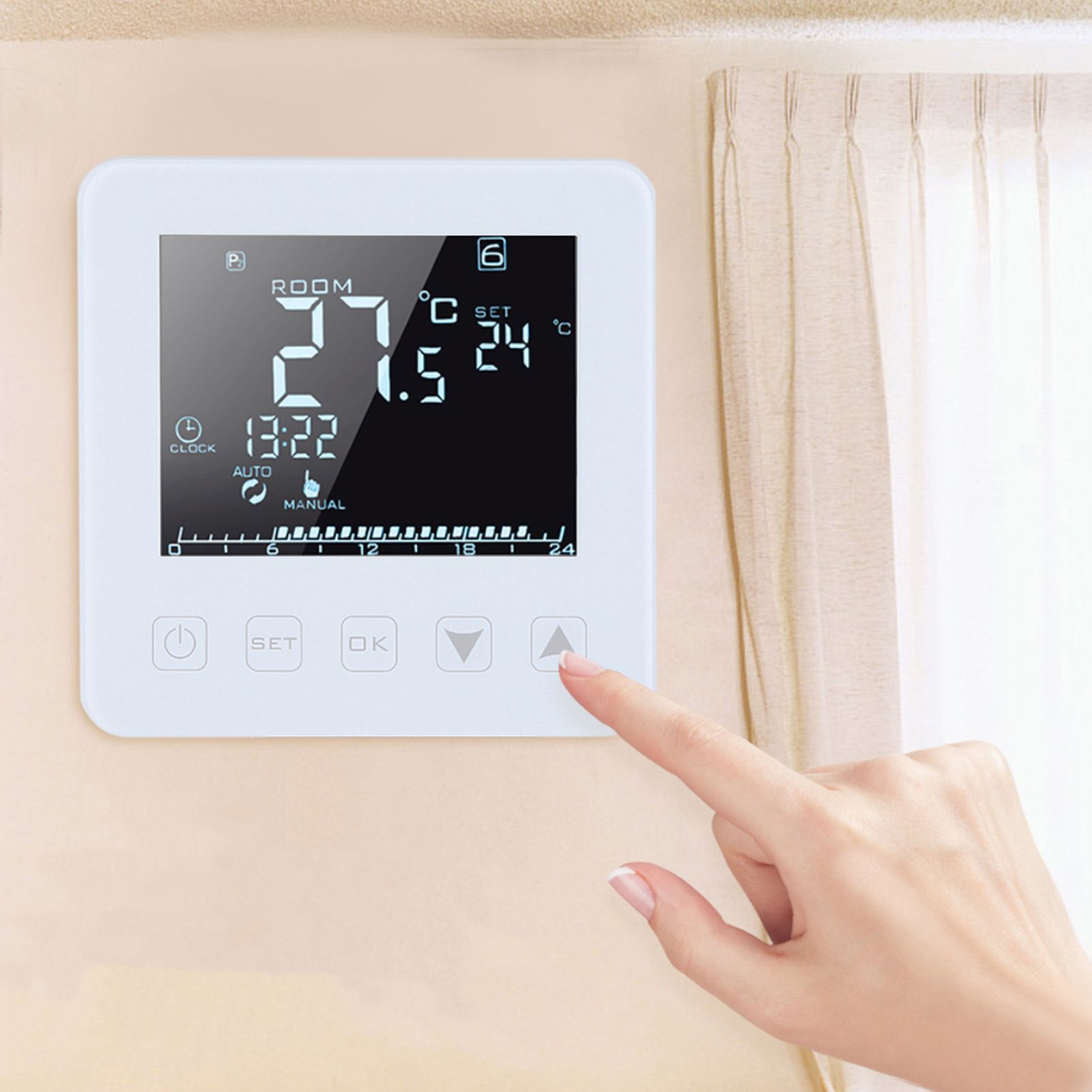 16A Programmable LCD Screen Electric Heating Thermostat Room Temperature view 10