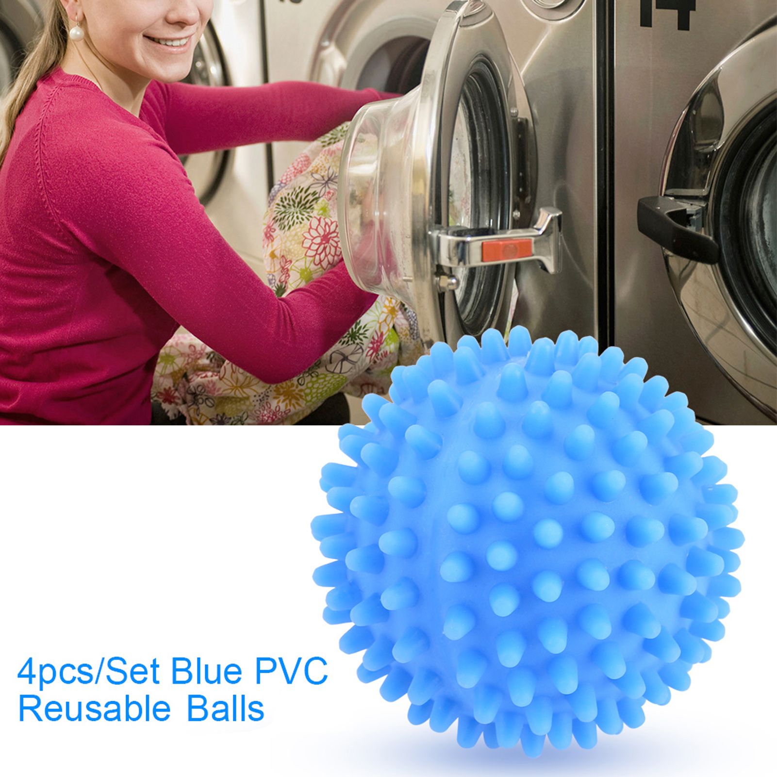 4pcs/Set Blue PVC Reusable Balls Laundry Washing Fabric Softener Ball view 6