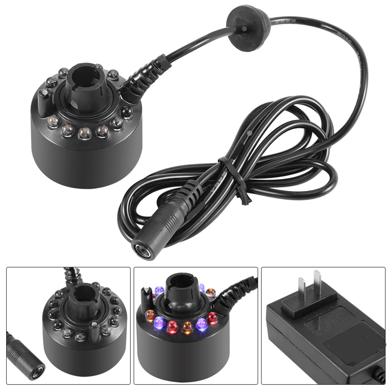 1Pc 12LED Colorful Mist Maker for Water Fountain Pond with Power Adapter view 11