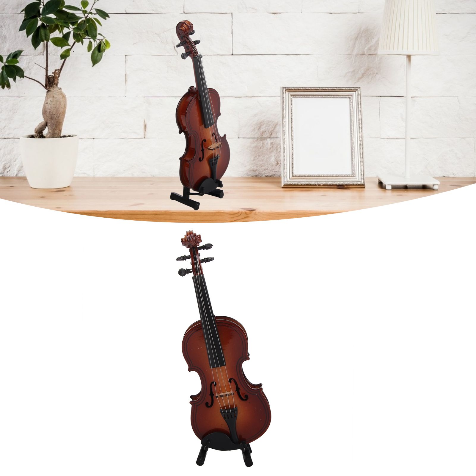 Wooden Mini Violin Model Display Musical Ornament Craft Home Office Decor view 12