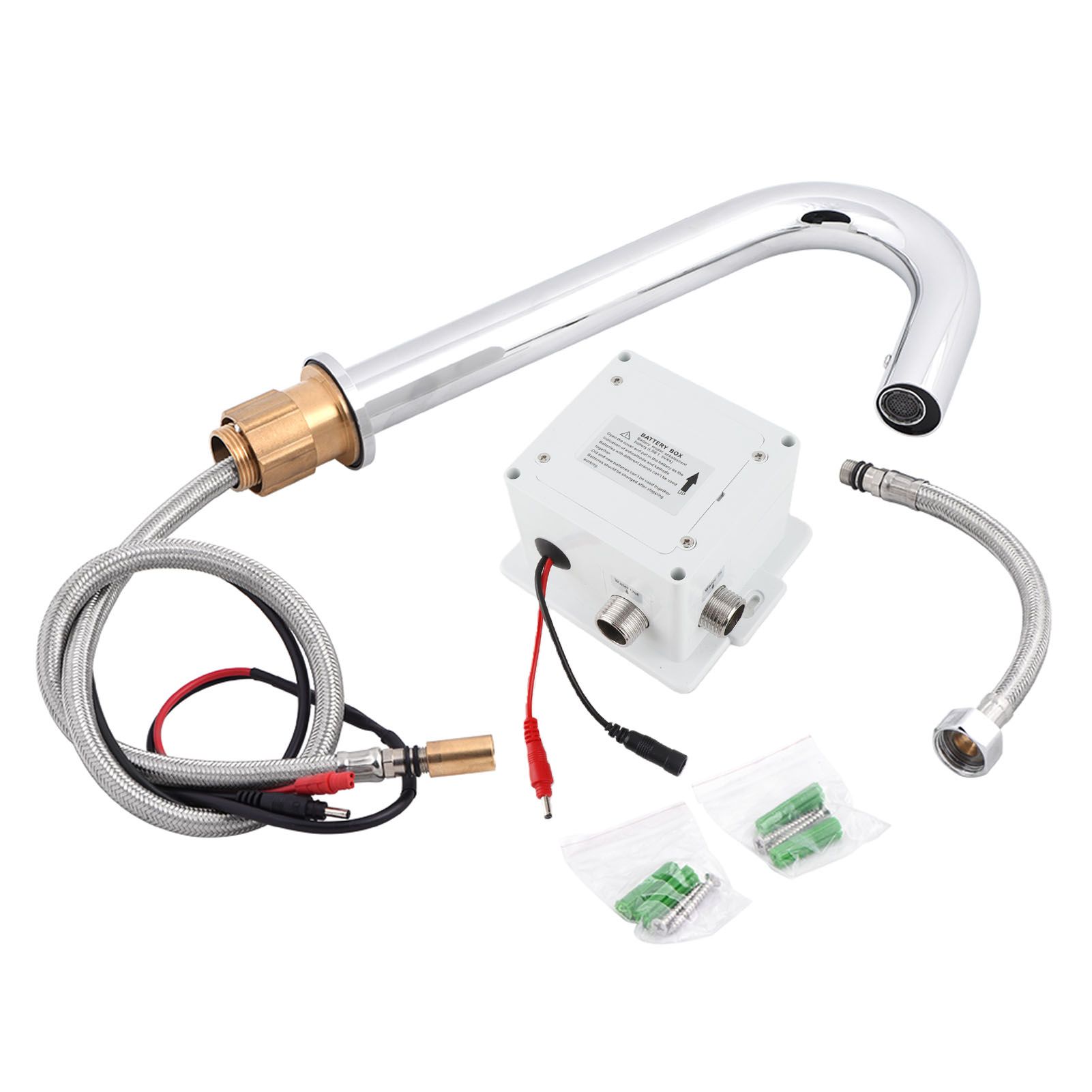 Brass Automatic Infrared Sensor Faucet Water Tap with Hose for Bathroom Basin view 2