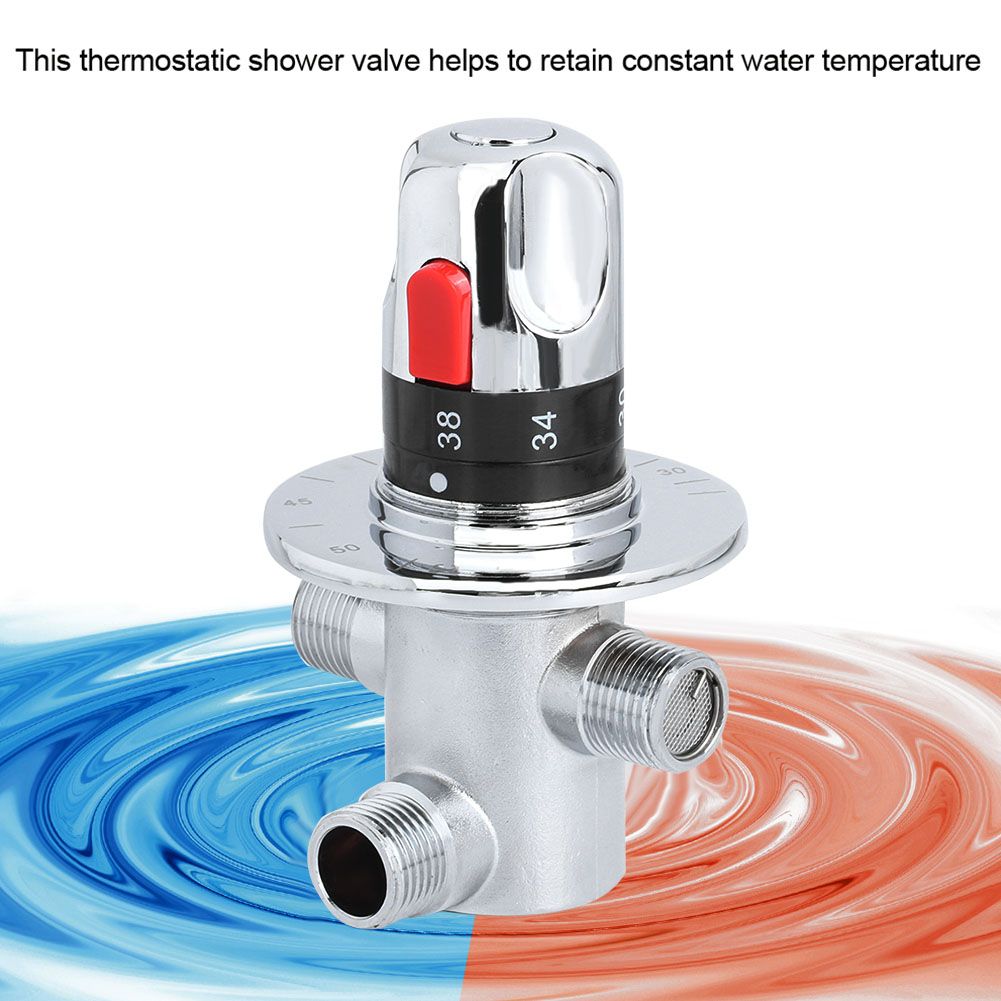1pc Brass Thermostatic Hot/Cold Water Mixing Temperature Control Valve for view 7