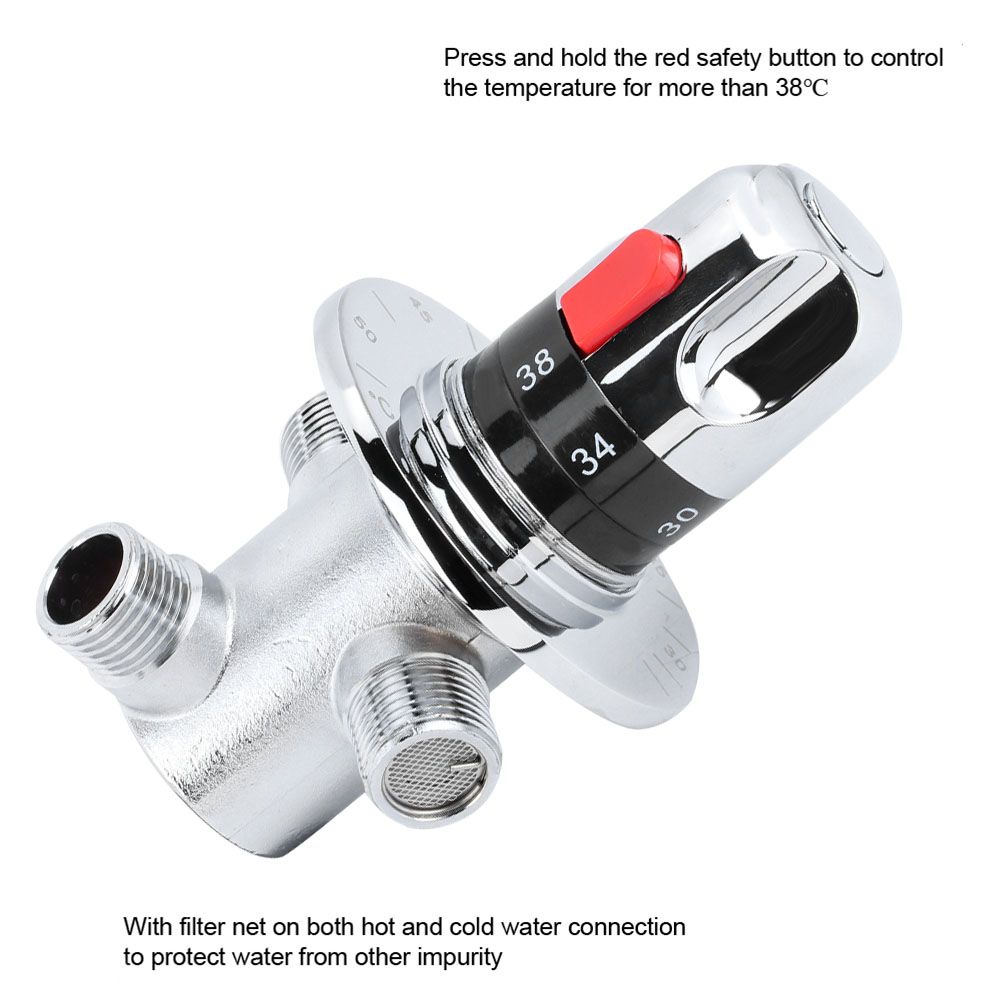 1pc Brass Thermostatic Hot/Cold Water Mixing Temperature Control Valve for view 8