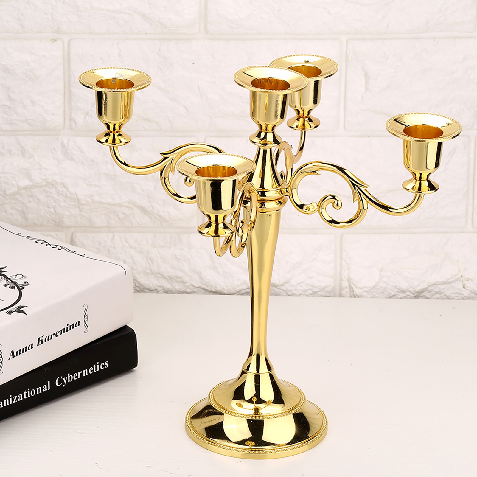 5 Arms Vintage Candlestick Metal Crafts Candle Holder Stand Wedding Party Home view 6