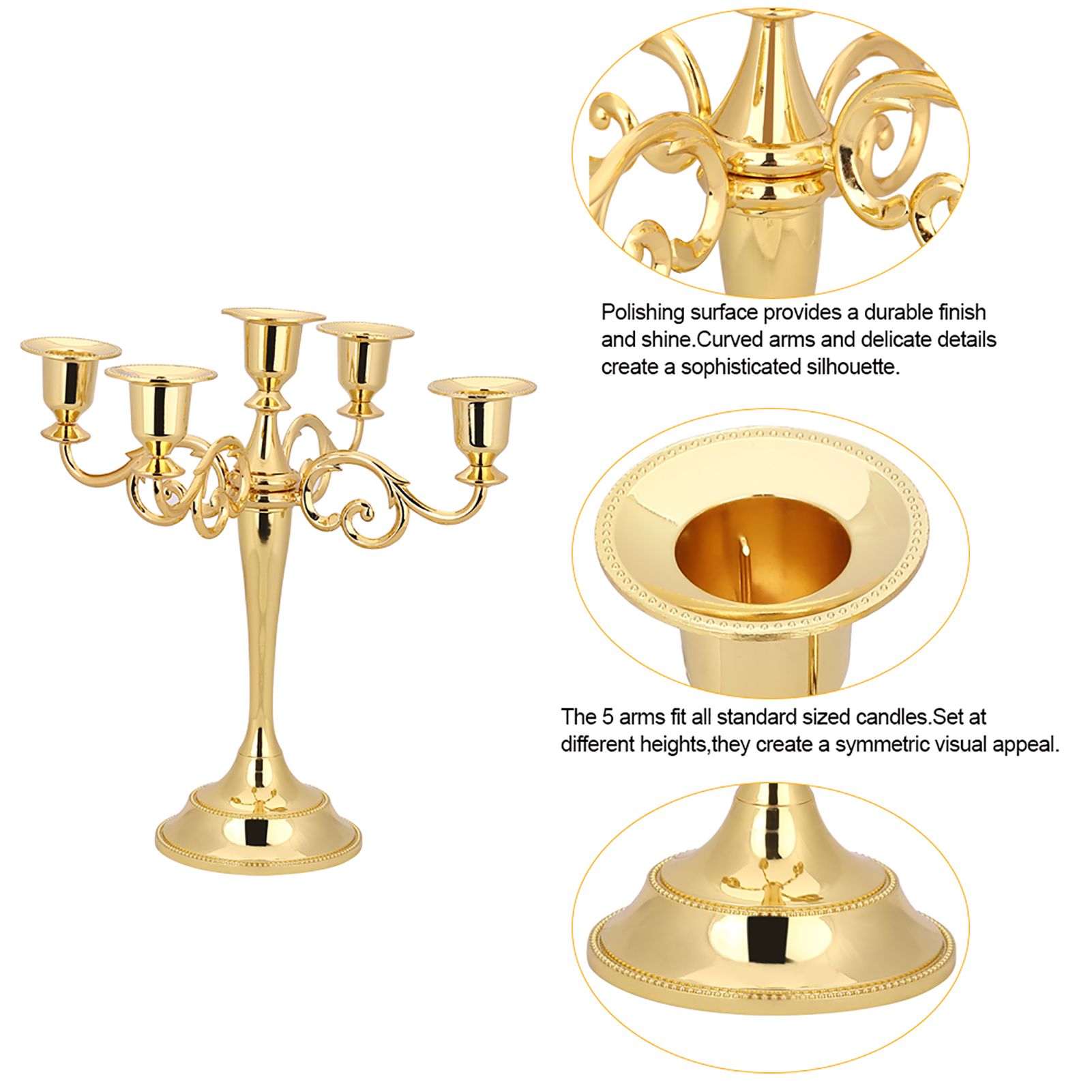 5 Arms Vintage Candlestick Metal Crafts Candle Holder Stand Wedding Party Home view 7