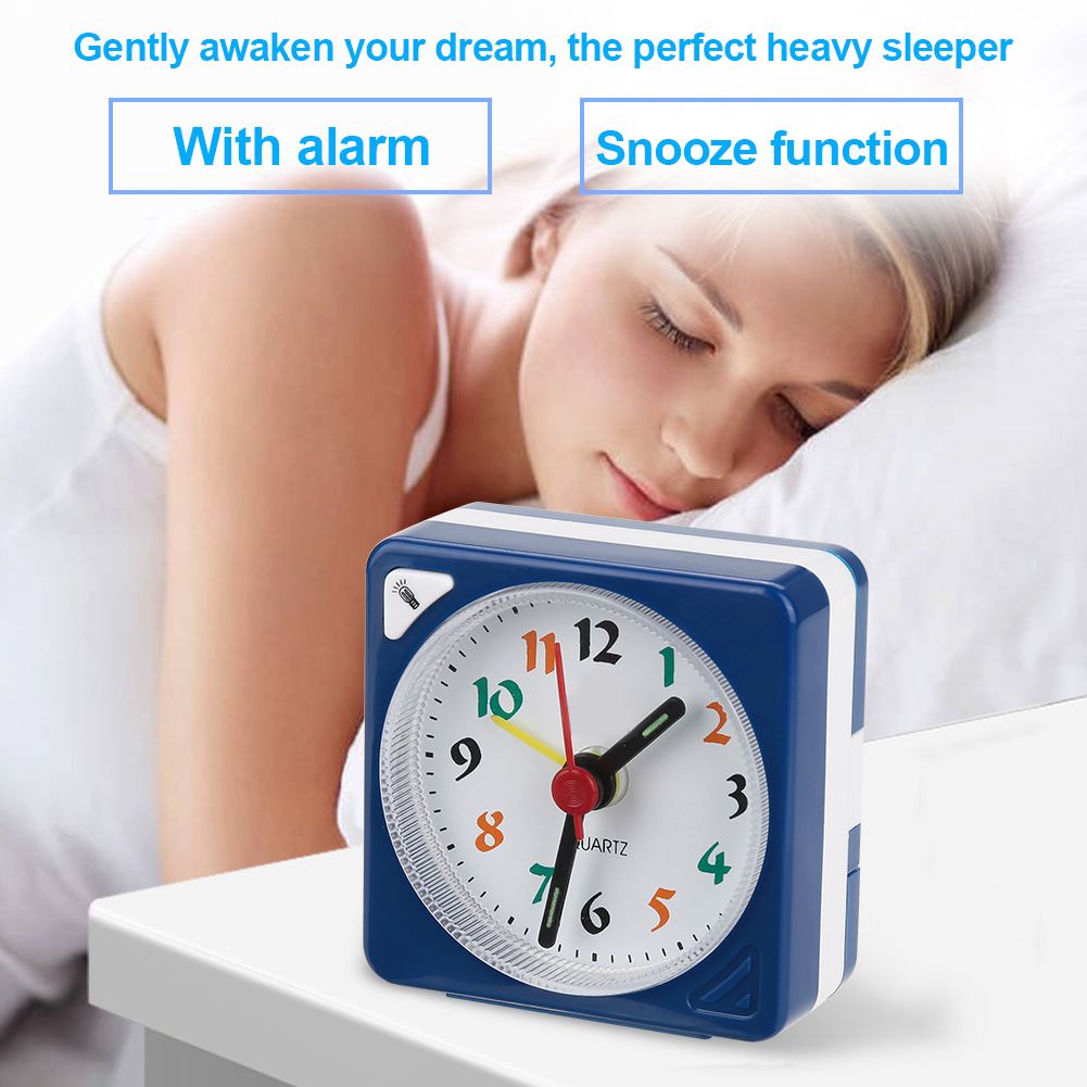 Mini Travel Table Alarm Clock Quartz LED Light with Snooze Function Battery — image 1