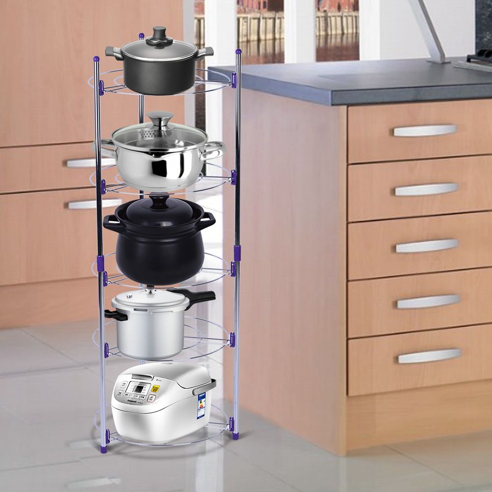 5 Tiers Home Kitchen Pans Pots Storage Rack Durable Metal Wire Shelving Organizer view 4