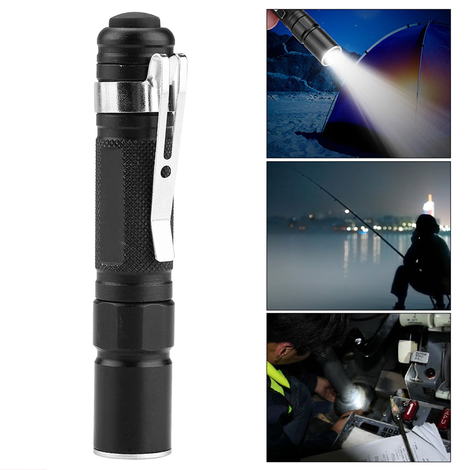 Mini Portable LED Pen Clip Flashlight Telescopic Zoom Light Torch Lamp for view 11