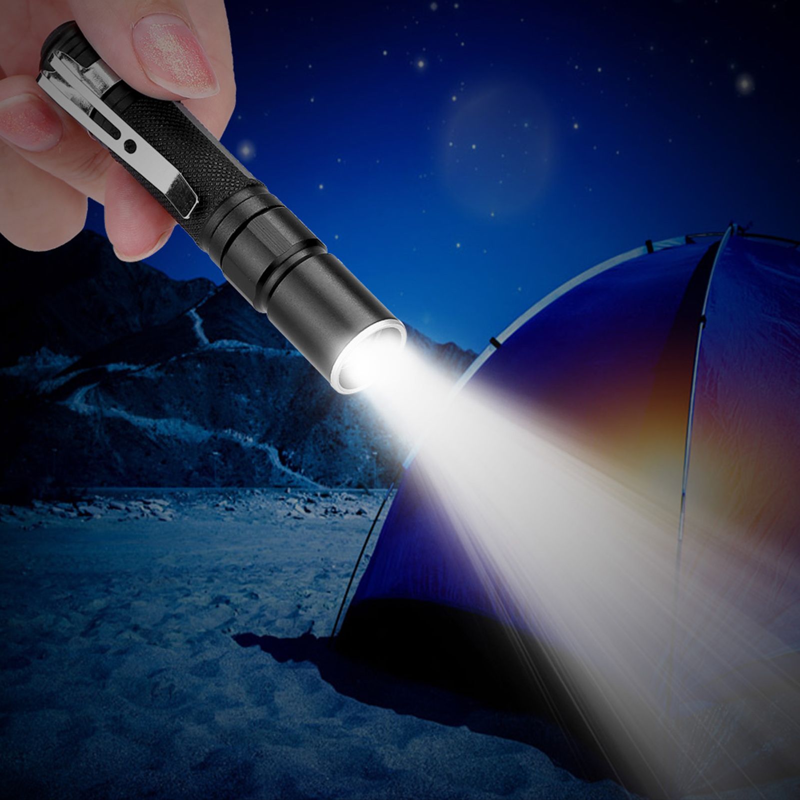 Mini Portable LED Pen Clip Flashlight Telescopic Zoom Light Torch Lamp for view 12