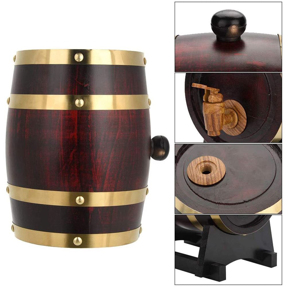 1.5L Vintage Wood Oak Timber Wine Barrel for Whiskey Rum Port view 4