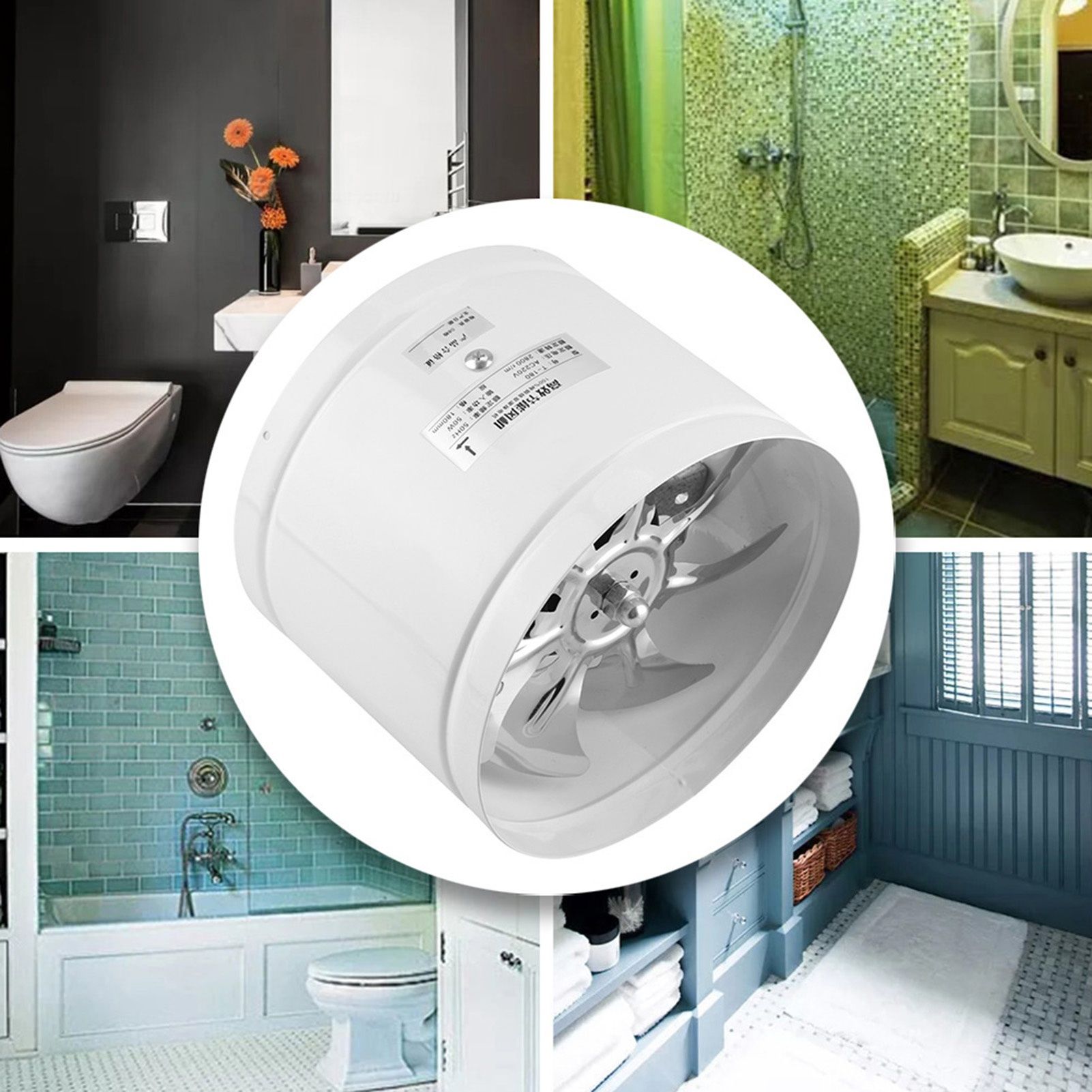 42W 220V Wall Mounted Exhaust Fan Low Noise Home Bathroom Kitchen Garage Air view 11