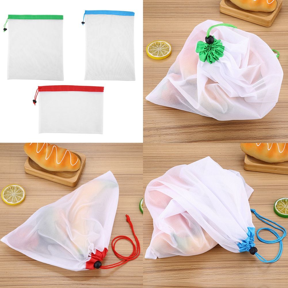 16Pcs Reusable Washable Vegetable Fruit Mesh Bags Storage Pouch with view 7