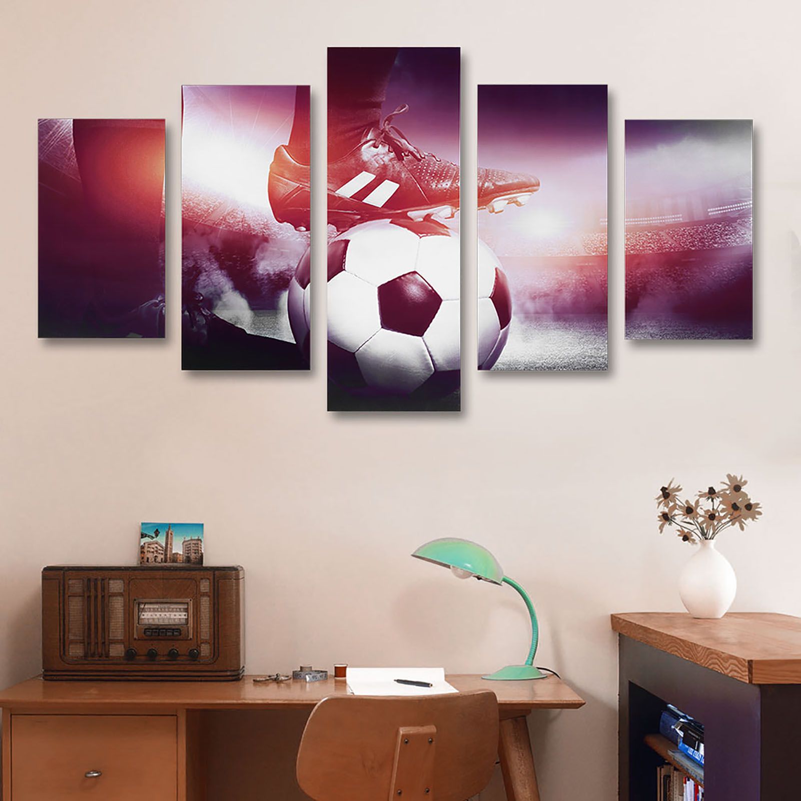 Football Sports Canvas Painting 5 Panels Printed Picture Wall Art Home Office view 4