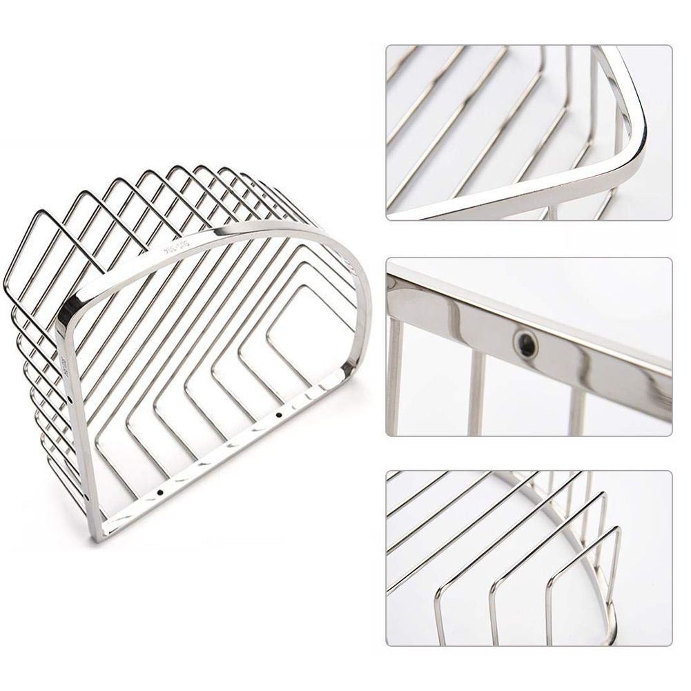 Stainless Steel Bathroom Shower Corner Basket Storage Shelf Wall Mounted view 9