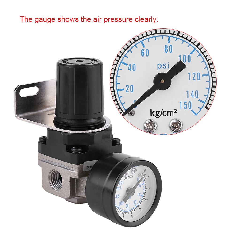 Pneumatic Regulator Adjustable Air Pressure Compressor Control Valve Gauge view 3