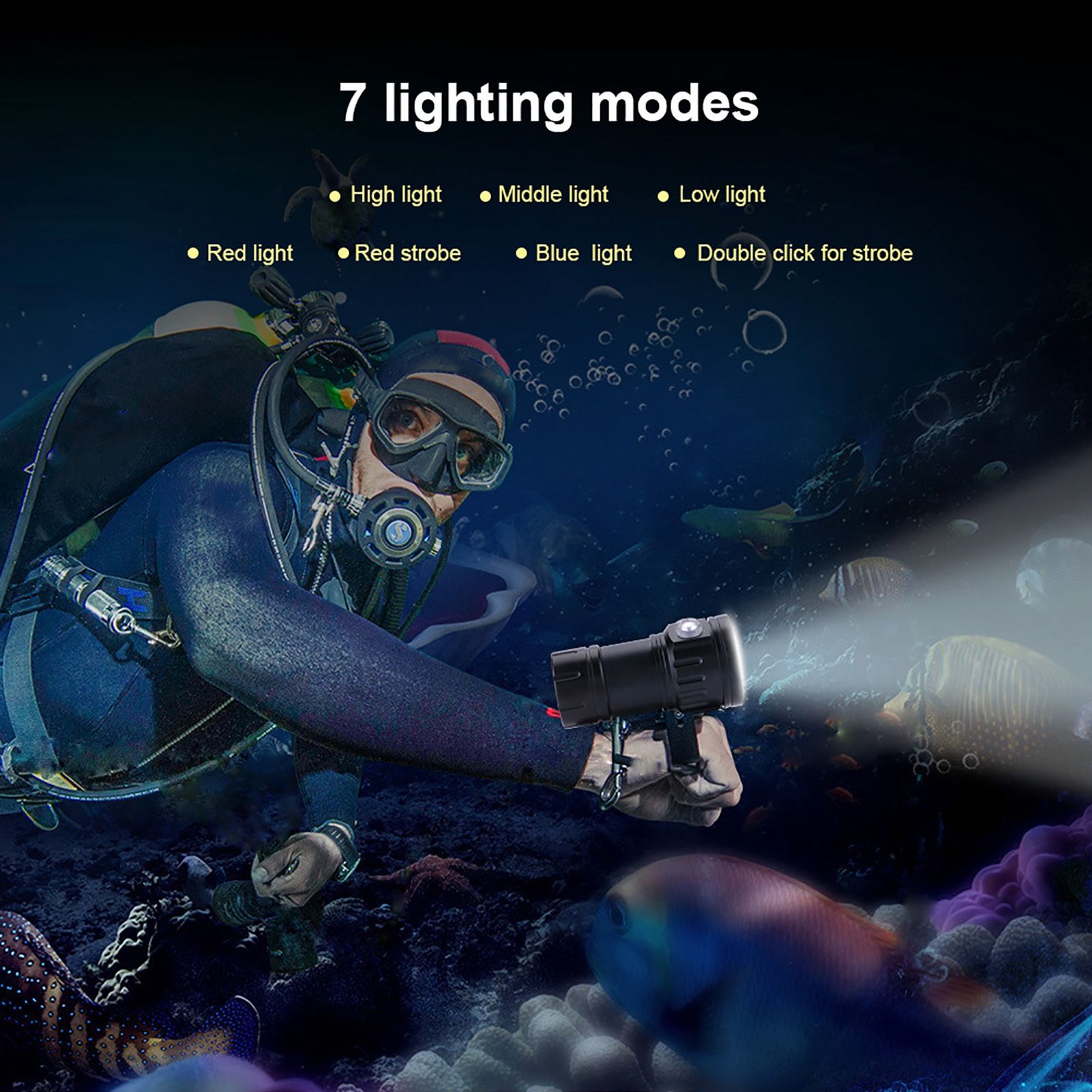 IPX8 18000lm 500M Flashlight Waterproof Lamp Light Underwater Outdoor Camp