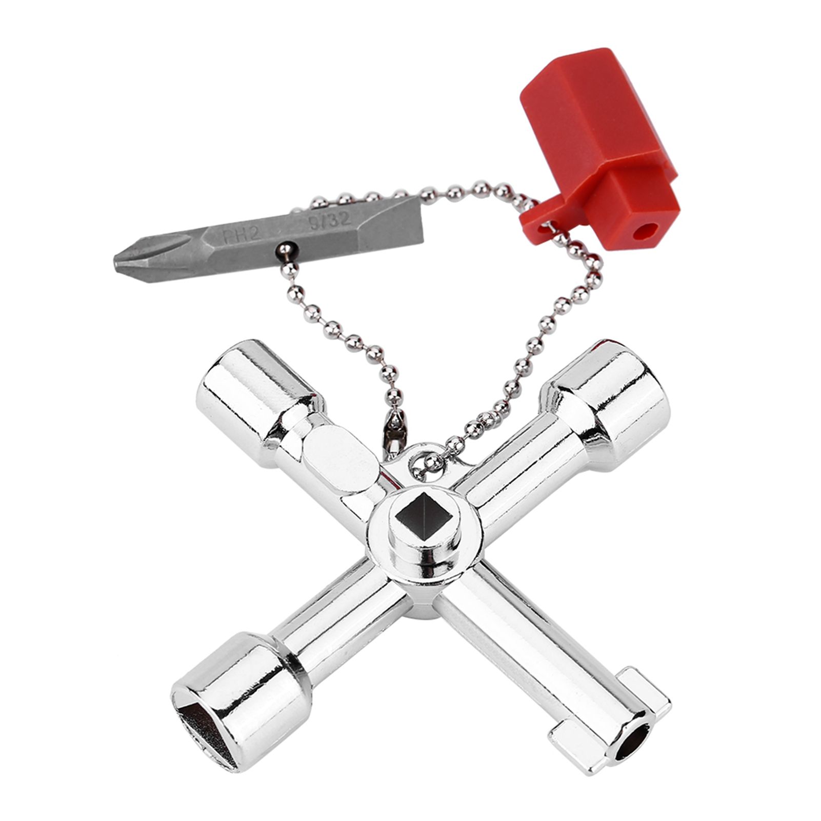 4 Way Multi functional Universal Cross Key with Bit Zinc Alloy Plumbers view 6