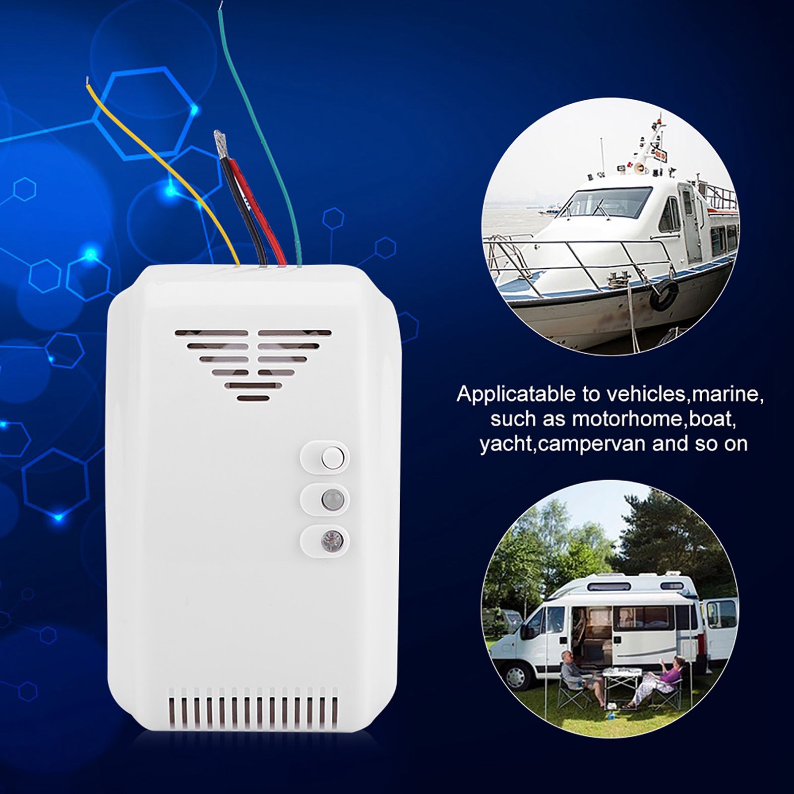 Natural Gas Alarm Sensor Propane Butane LPG Natural Motor Home Marine 12V view 6