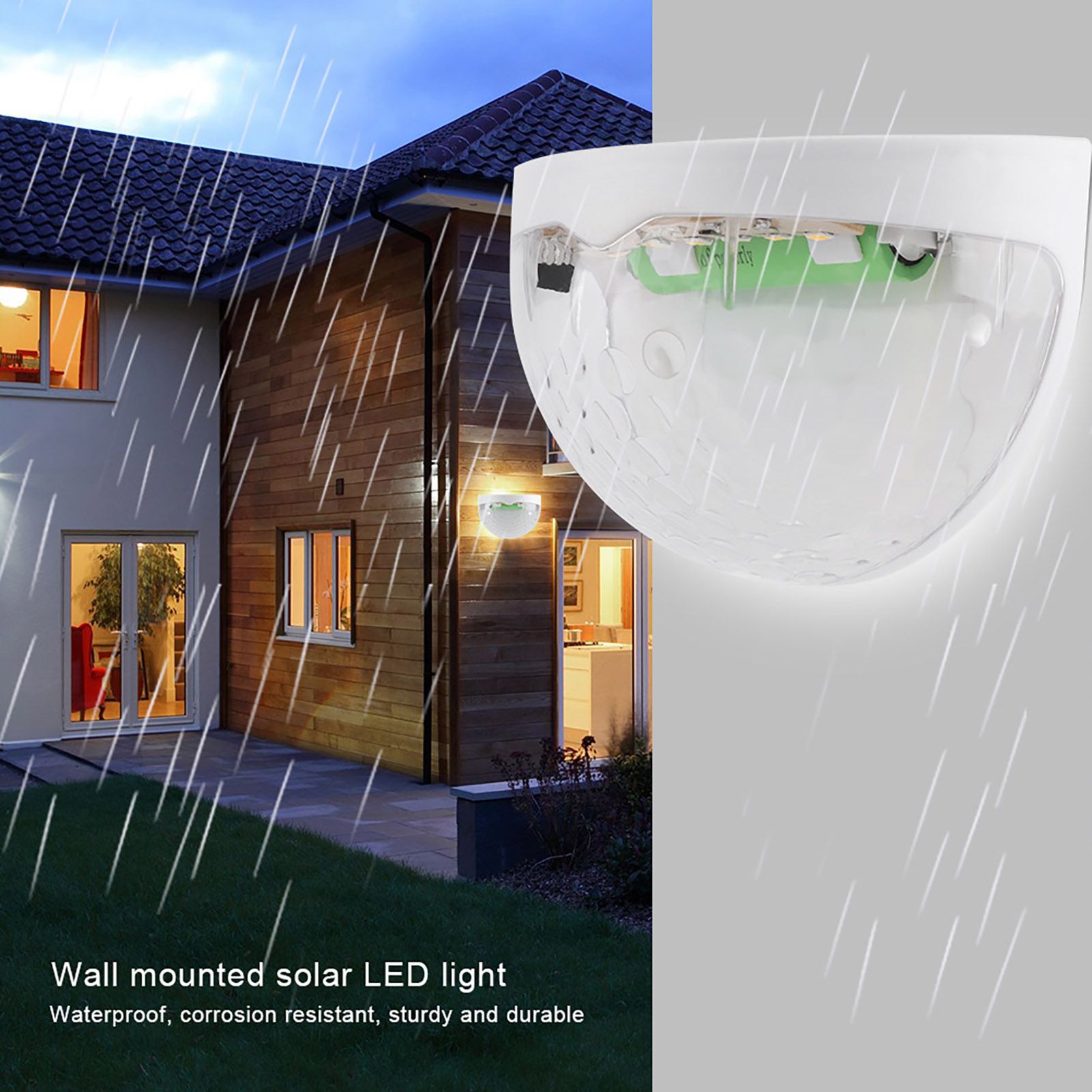 4Pcs Solar Powered LED Lights Outdoor Courtyard Waterproof Wall Mounted view 4