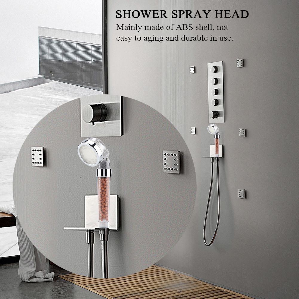 Water Powered LED Light Bathroom Handheld Shower Spray Head with Anion view 3