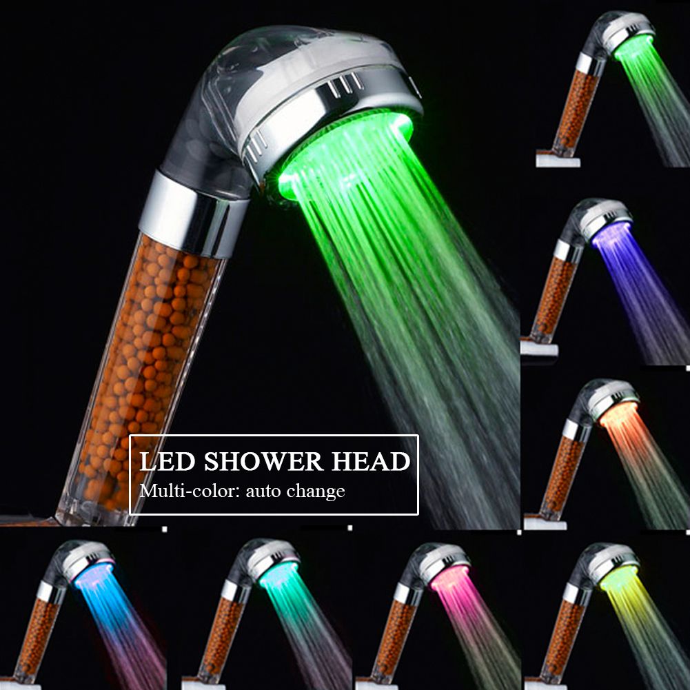 Water Powered LED Light Bathroom Handheld Shower Spray Head with Anion view 4