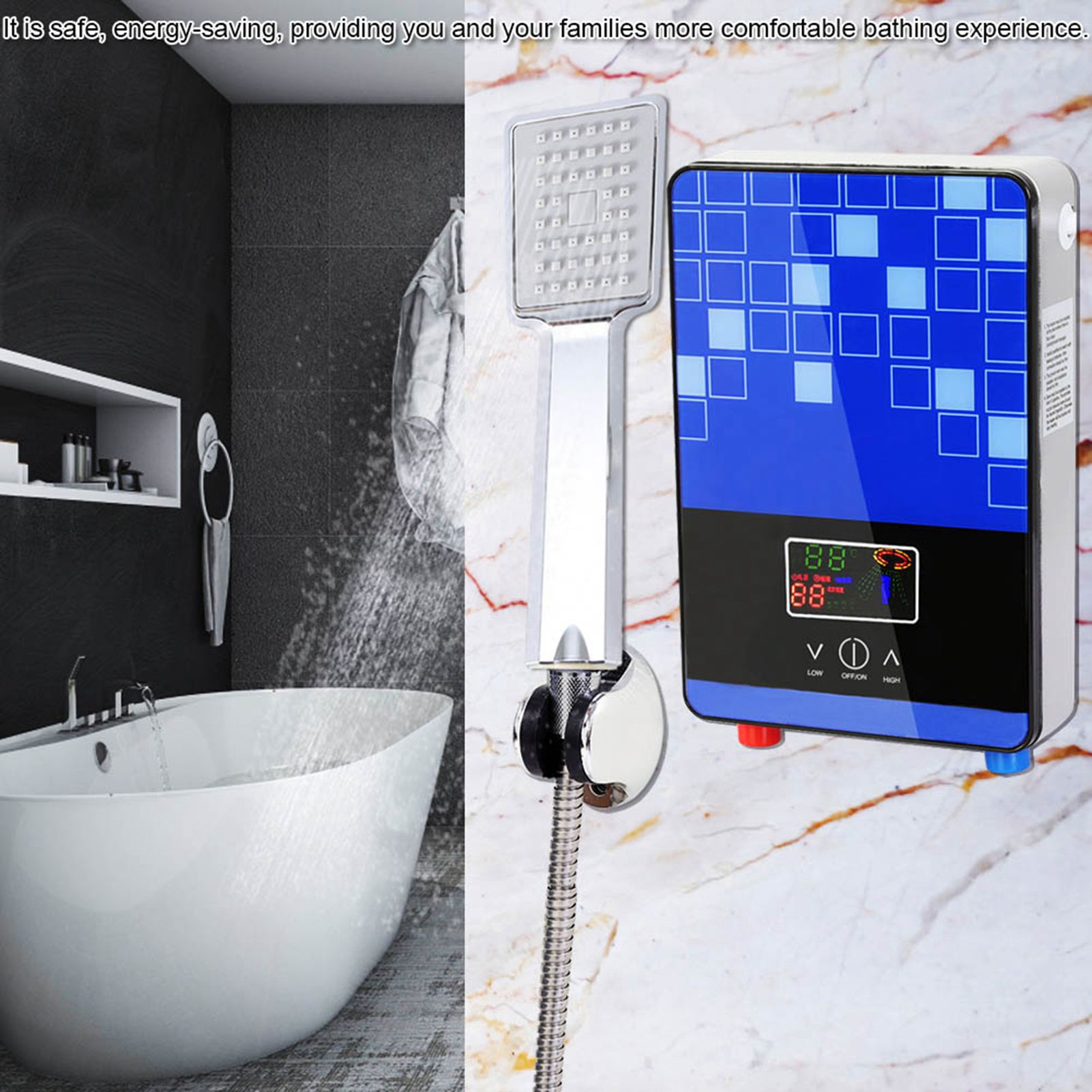 220V 6500W Tankless Instant Electric Hot Water Heater for Home Bathroom Shower view 11