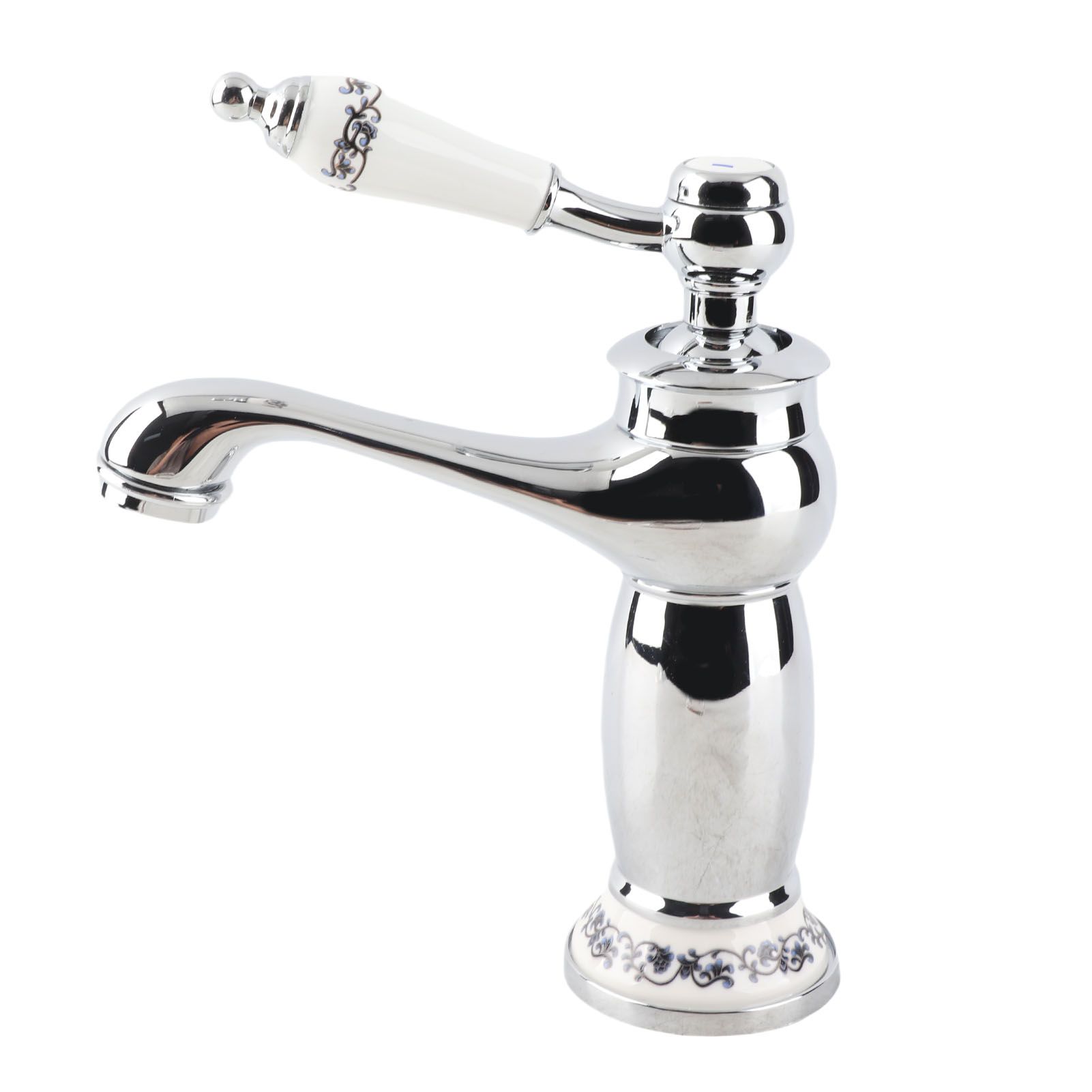 Floral Pattern Single Handle Mixer Tap Cold/Hot Water Faucet for Bathroom view 2